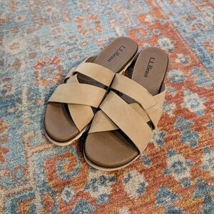 L.L. Bean Women's Tan Crisscross Slide Sandals